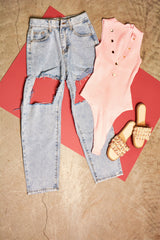 FULL RIPPED JEAN BLUE